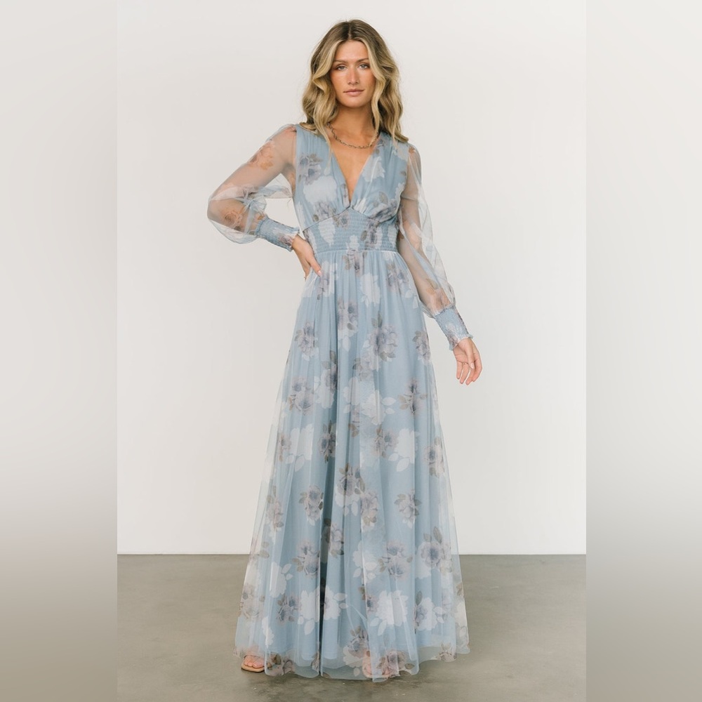Light Blue Floral Maxi Dress